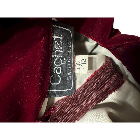 Cachet by Bari Protas Burgundy Burnout Dress Size 11/12 Party - Picture 6 of 8